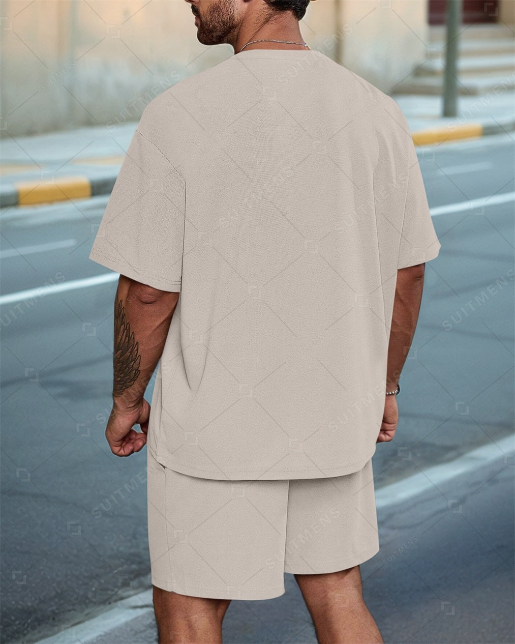 Men's Striped Colorblock Casual Summer Round Neck Set 0119