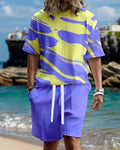 Suitmens Men's casual gorgeous textured printed shorts set 552