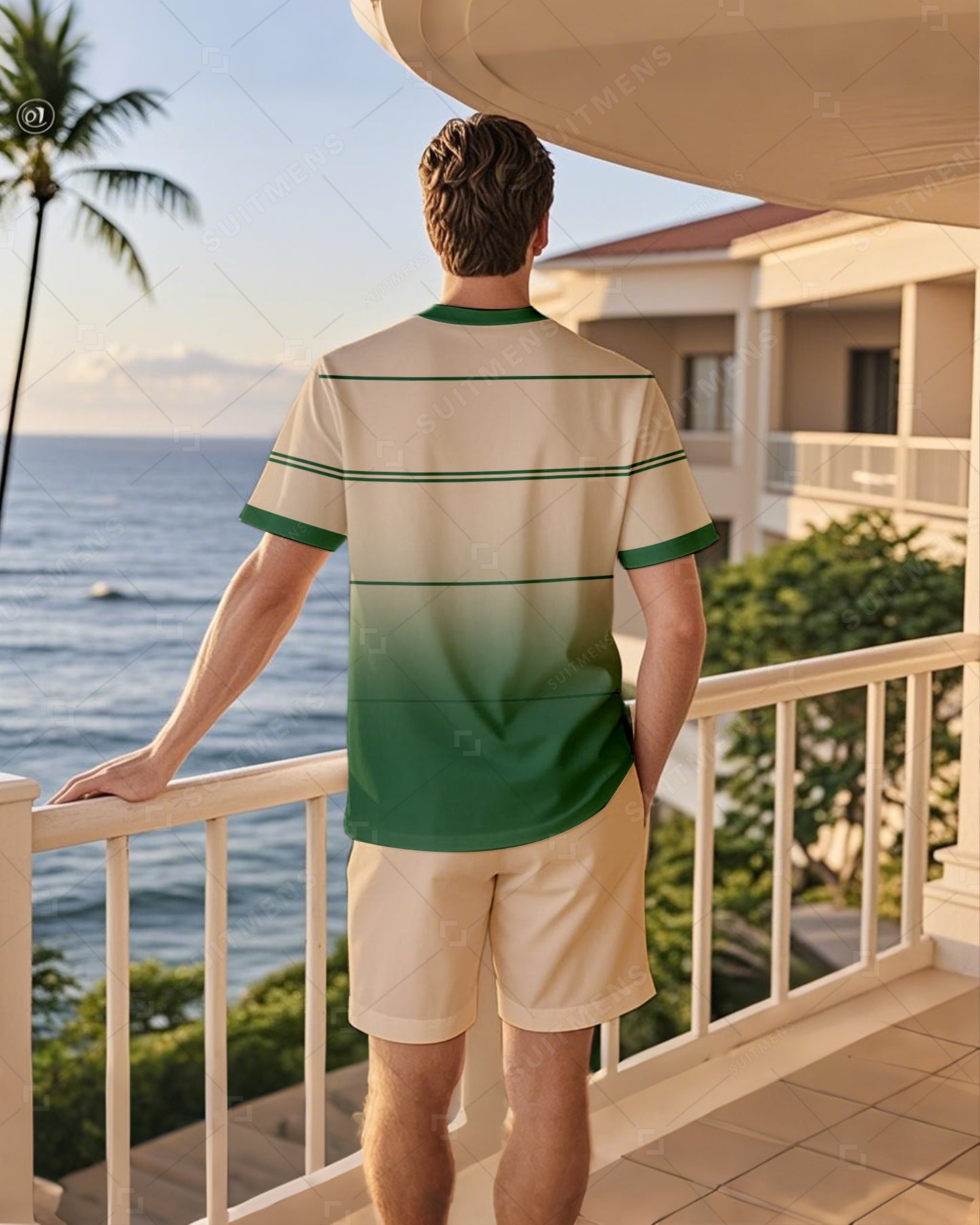 Men's Summer Vacation Round Neck Set 028