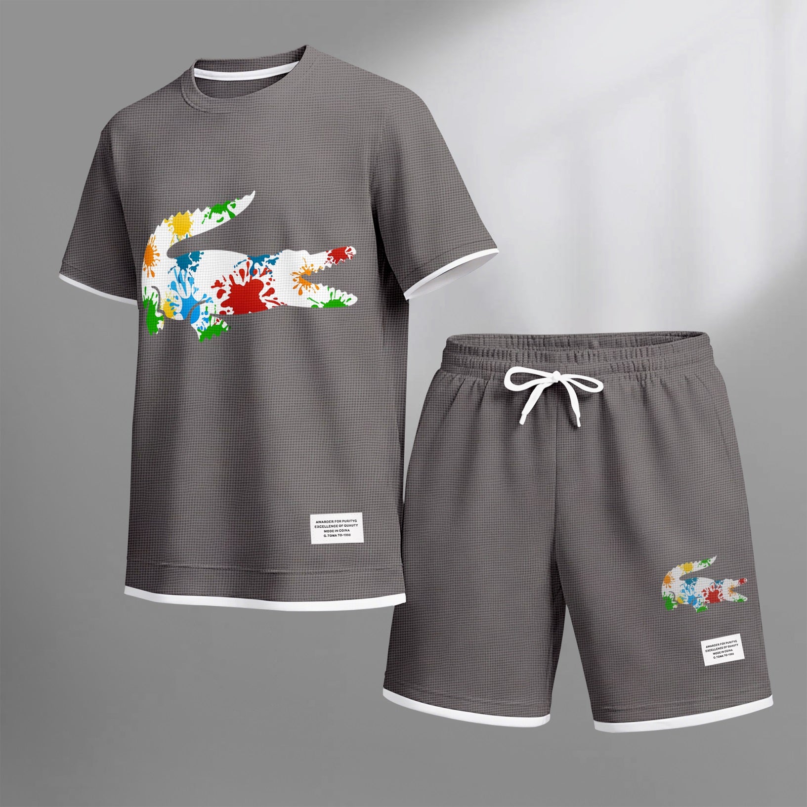 Men's Luxury Waffle-Knit Short-Sleeve Shirt & Shorts Set 17