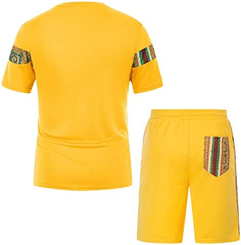 Men's Printed Colorblock T-Shirt and Shorts Set 030