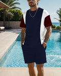 Men's casual striped printed shorts Set 540