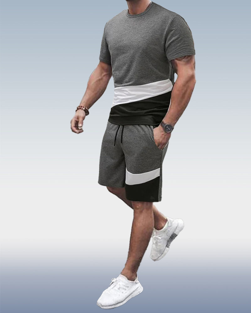 Suitmens Men's Colorblock Print Shorts Set 126