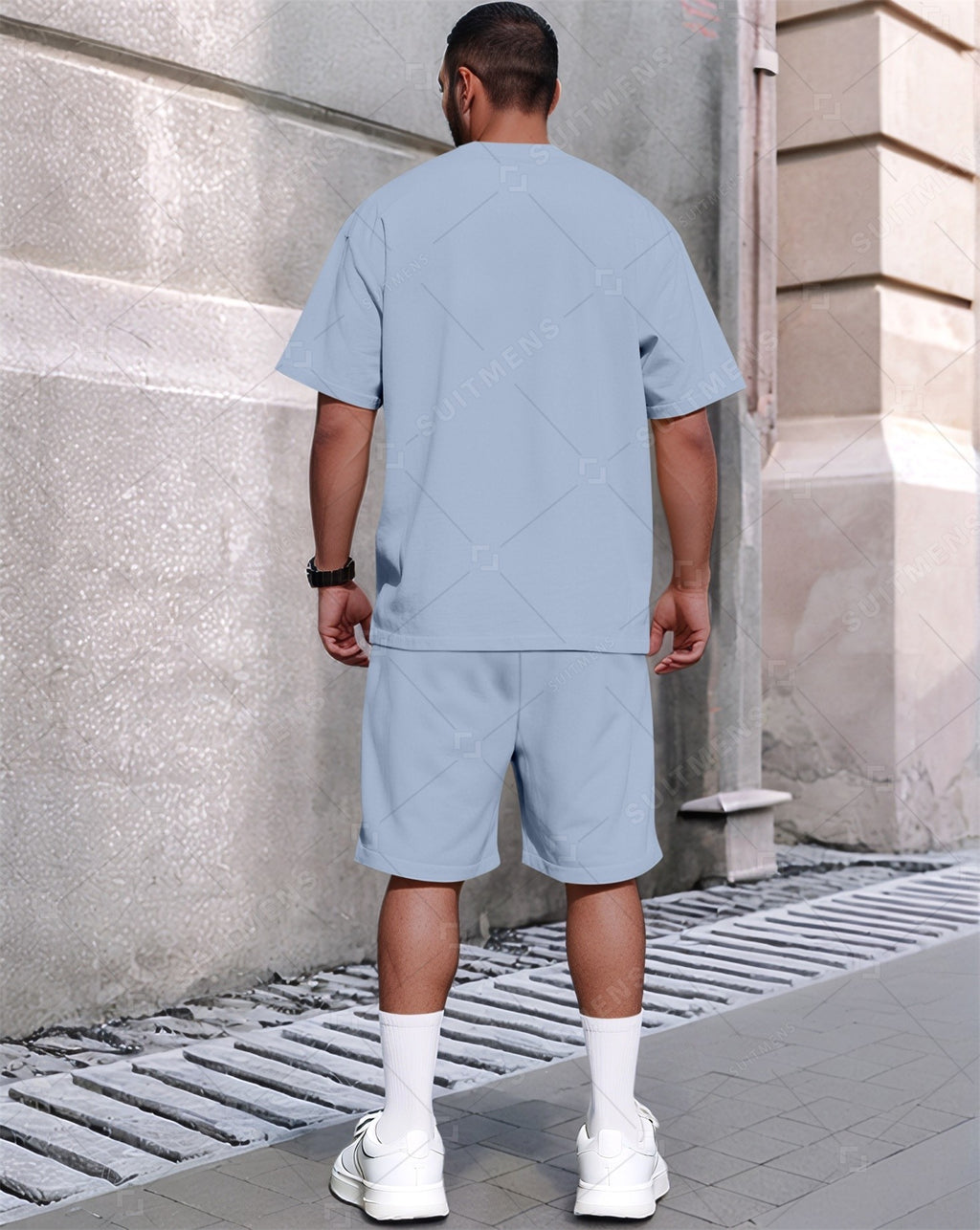 Men's Summer Colorblock Printed Round Neck Set 285