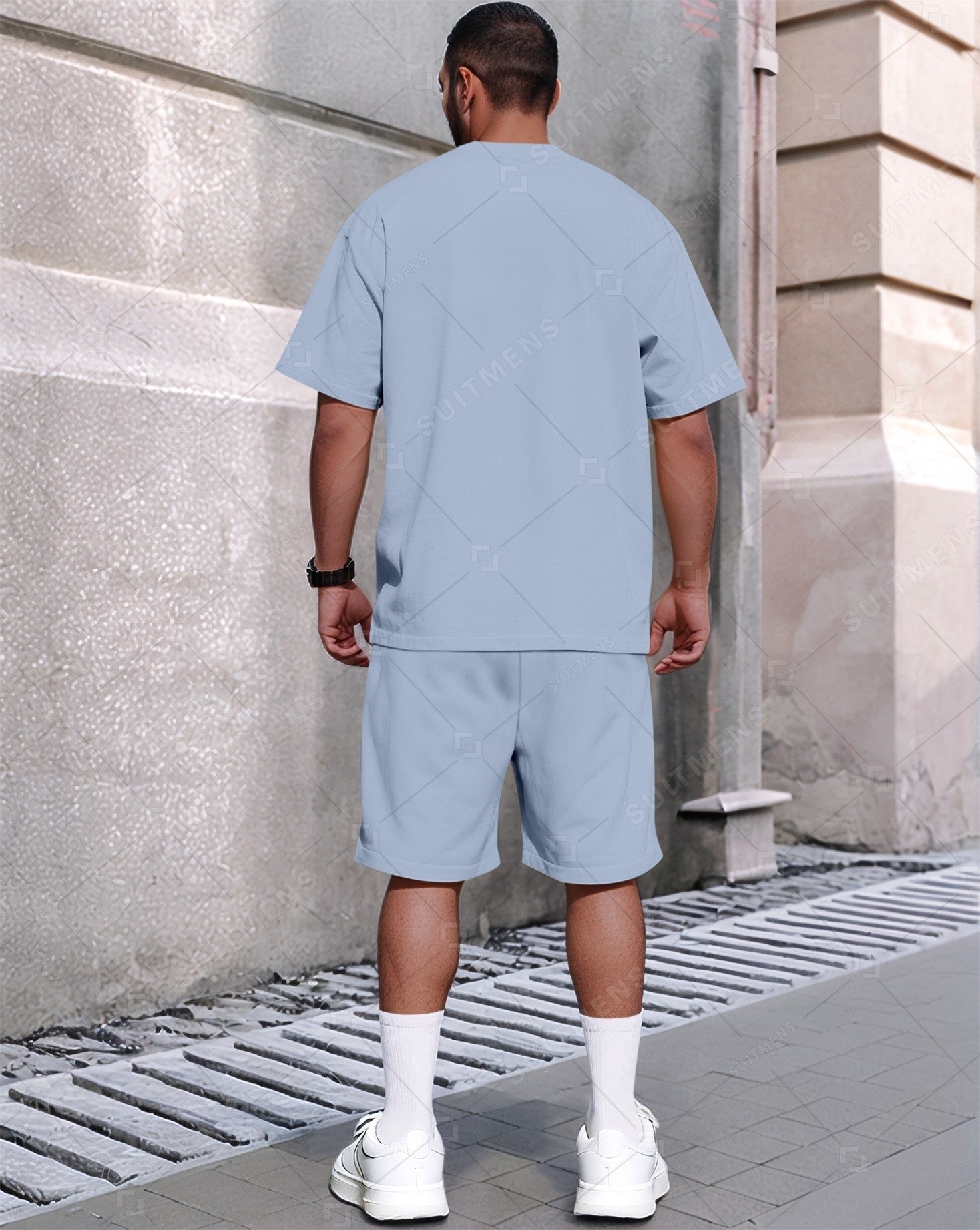 Men's Summer Colorblock Printed Round Neck Set 285