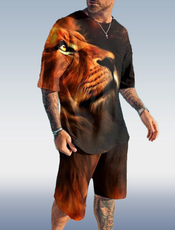 Suitmens Men's Statement Lion Print Shorts Suit