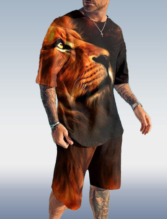 Suitmens Men's Statement Lion Print Shorts Suit