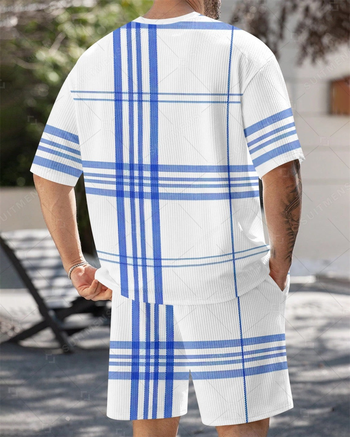Men's Simple Color Matching Summer Round Neck Set 191