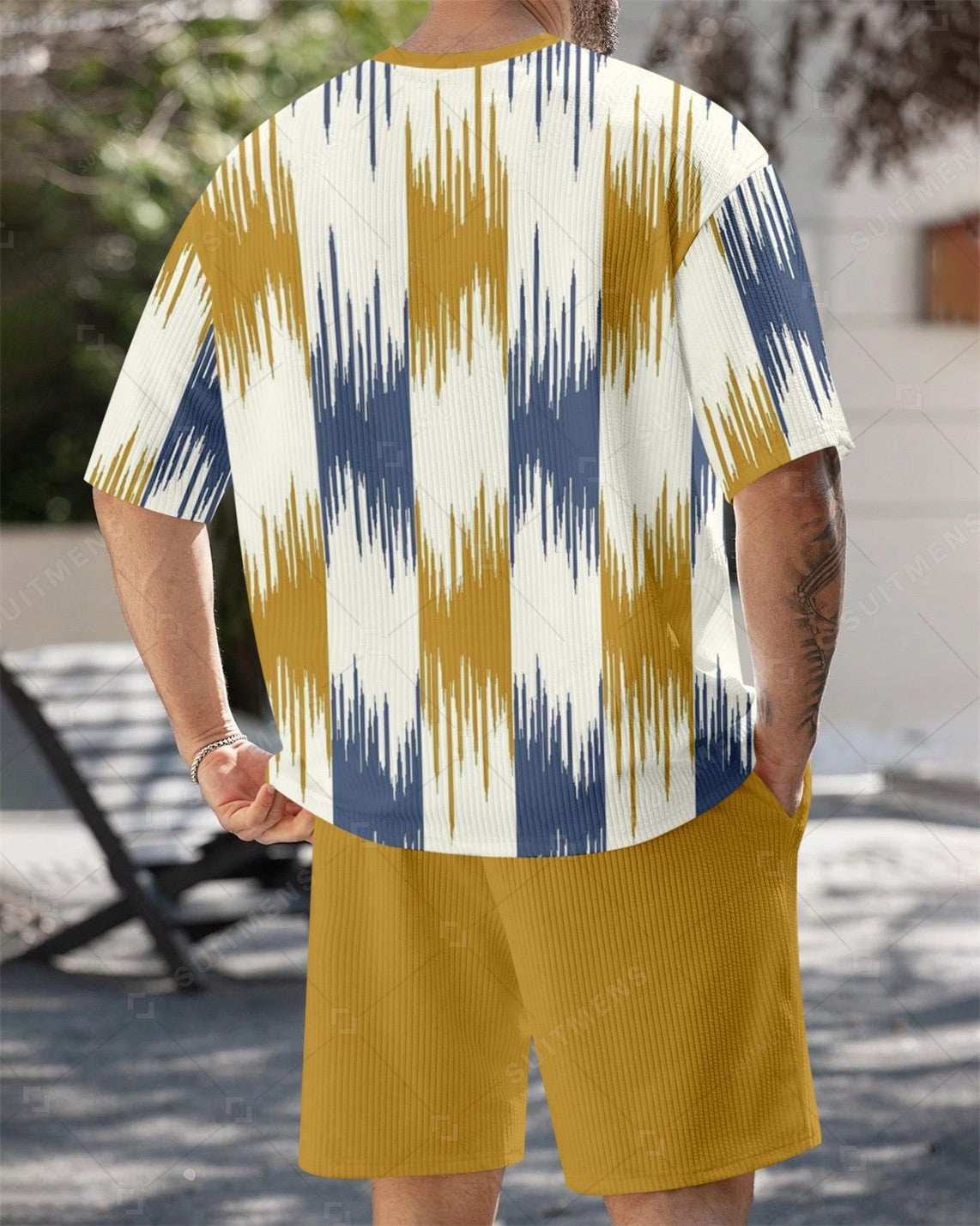 Men's Simple Color Matching Summer Round Neck Set 201