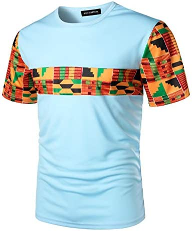 Men's Printed Colorblock T-Shirt and Shorts Set 028