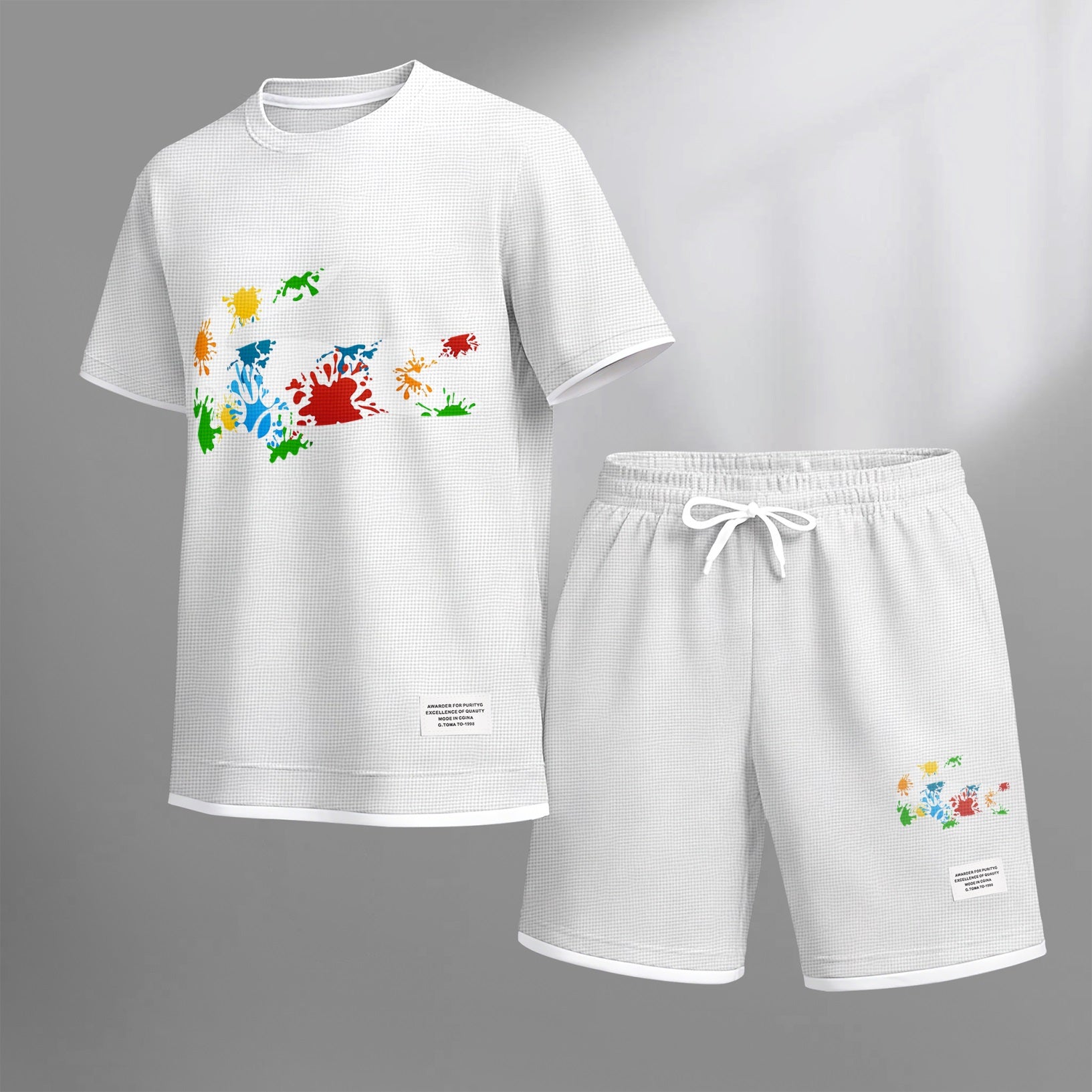 Men's Luxury Waffle-Knit Short-Sleeve Shirt & Shorts Set 17