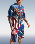 Men's Spring Summer National Flag Printed Suit 061