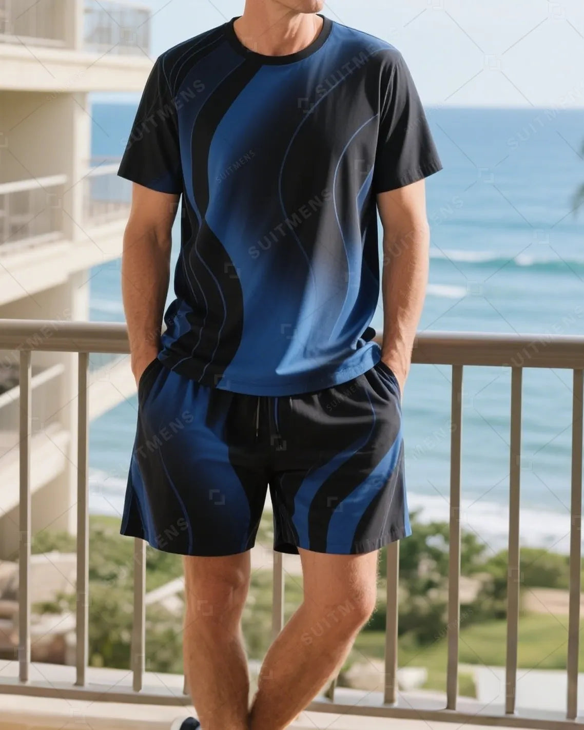 Men's Summer Vacation Round Neck Set 031