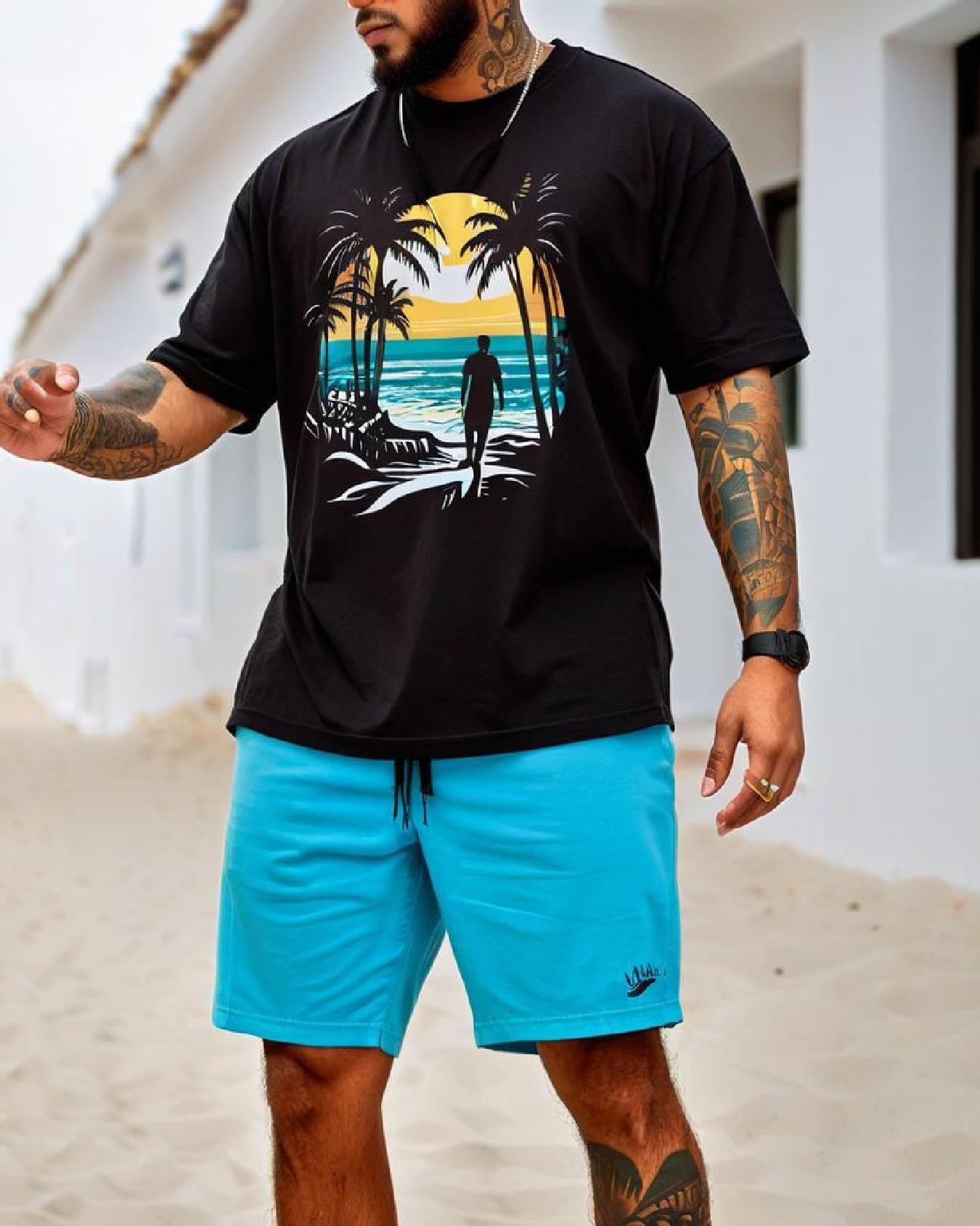 Men's Summer Vacation Round Neck Set 201