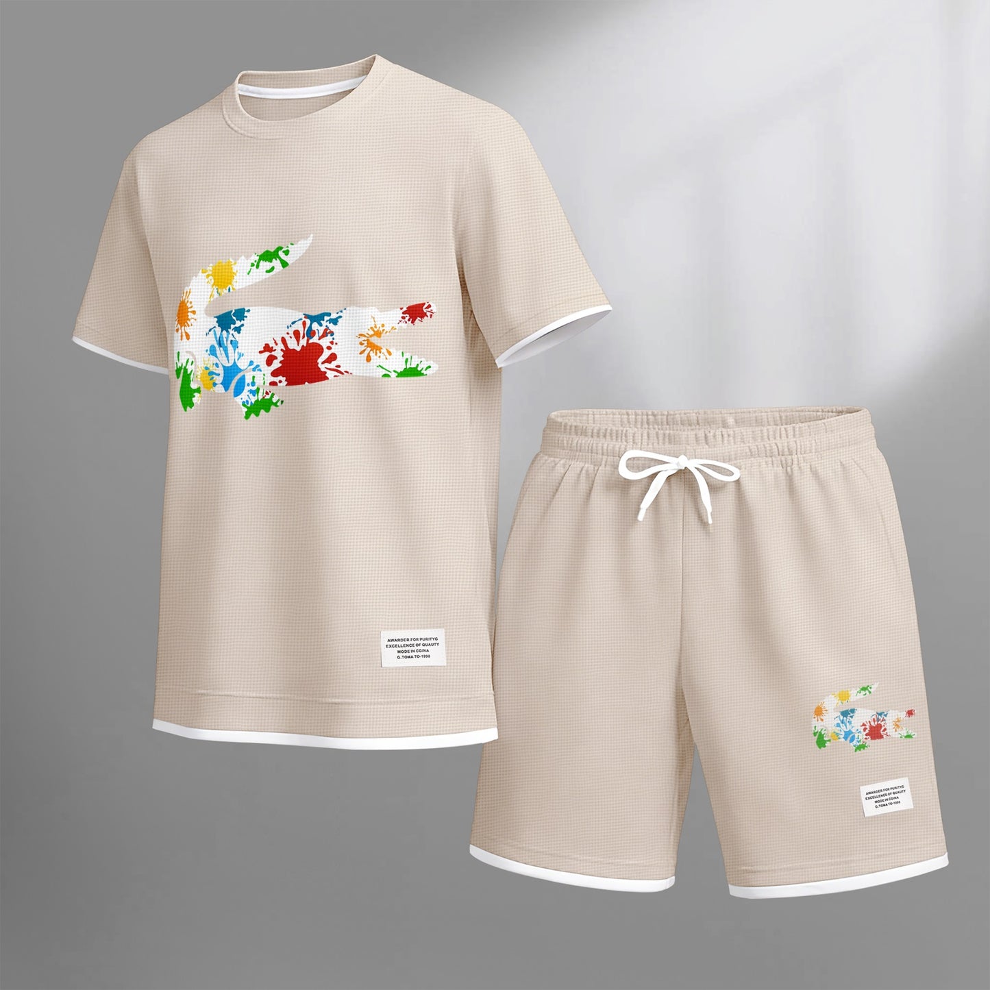 Men's Luxury Waffle-Knit Short-Sleeve Shirt & Shorts Set 17