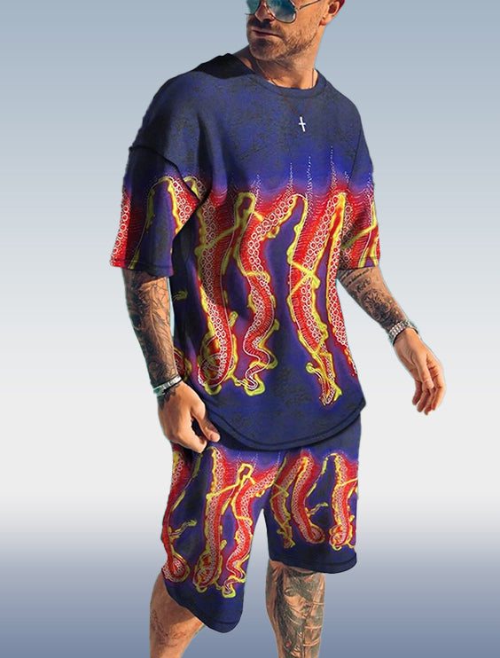 Suitmens Men's Tentacle Print Shorts Set 139