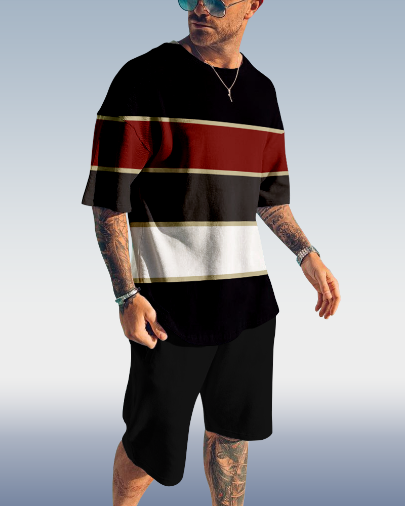 Men's plaid printed shorts Set 419