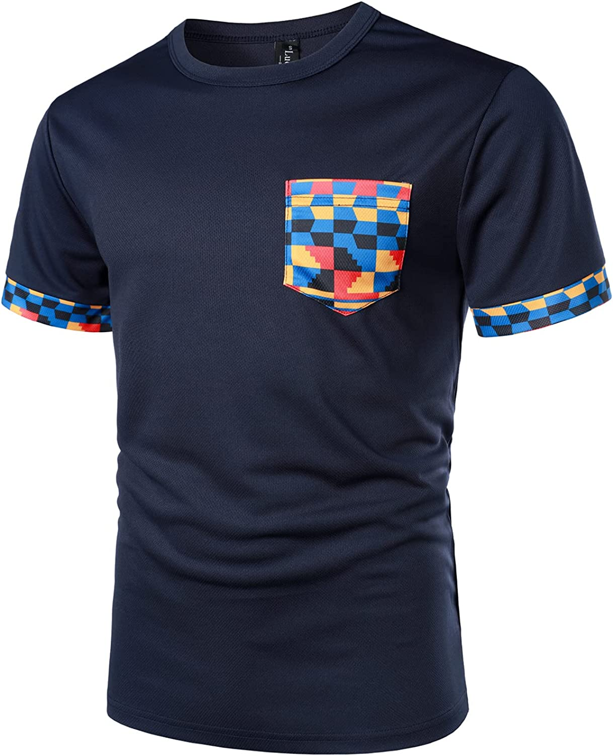 Men's Printed Colorblock T-Shirt and Shorts Set 005