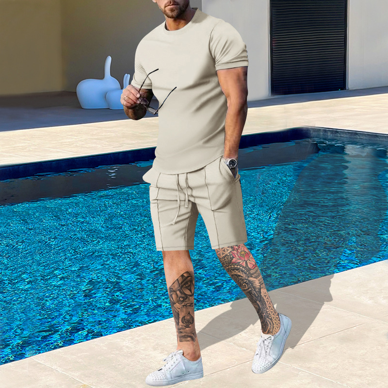 Suitmens Men's Plain Round Neck Short Sleeve Suit 02