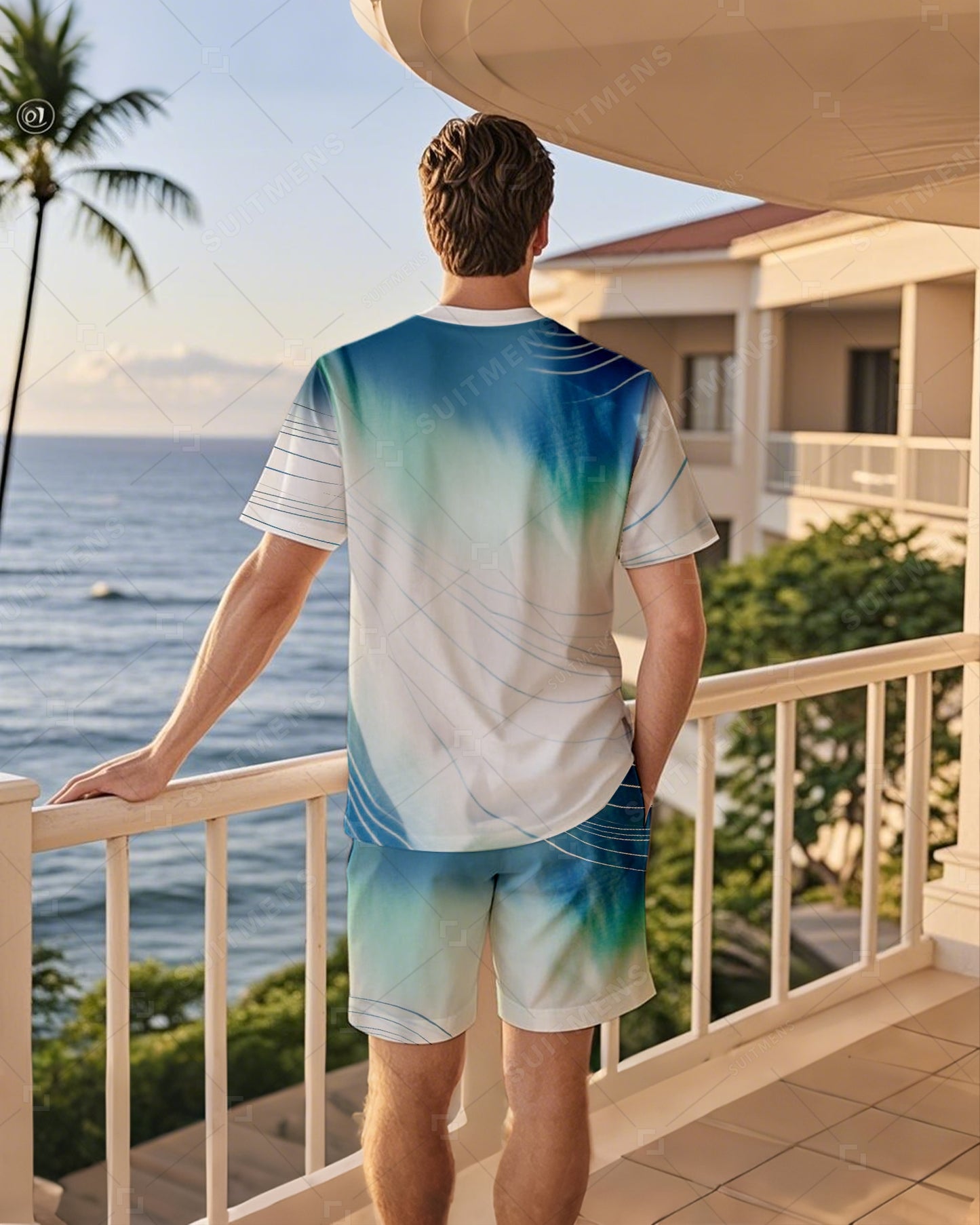 Men's Summer Vacation Round Neck Set 022