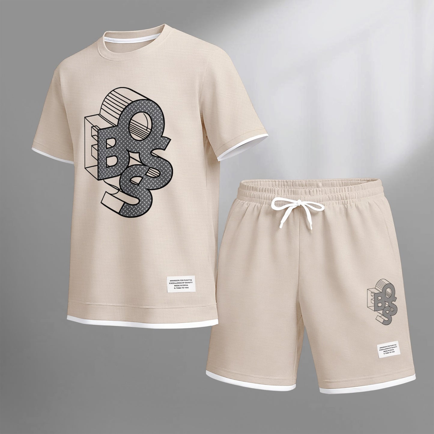 Men's Luxury Waffle-Knit Short-Sleeve Shirt & Shorts Set 12