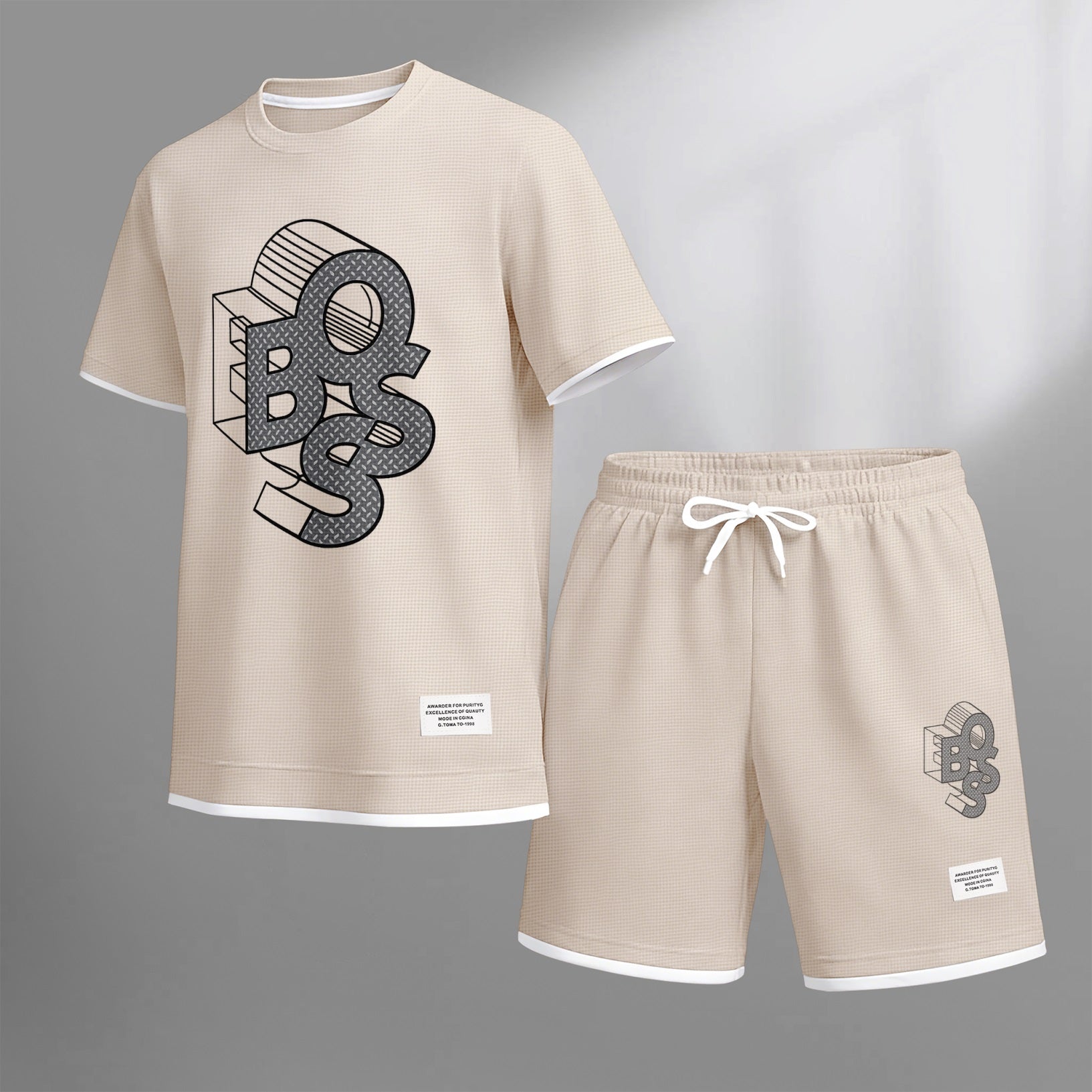 Men's Luxury Waffle-Knit Short-Sleeve Shirt & Shorts Set 12