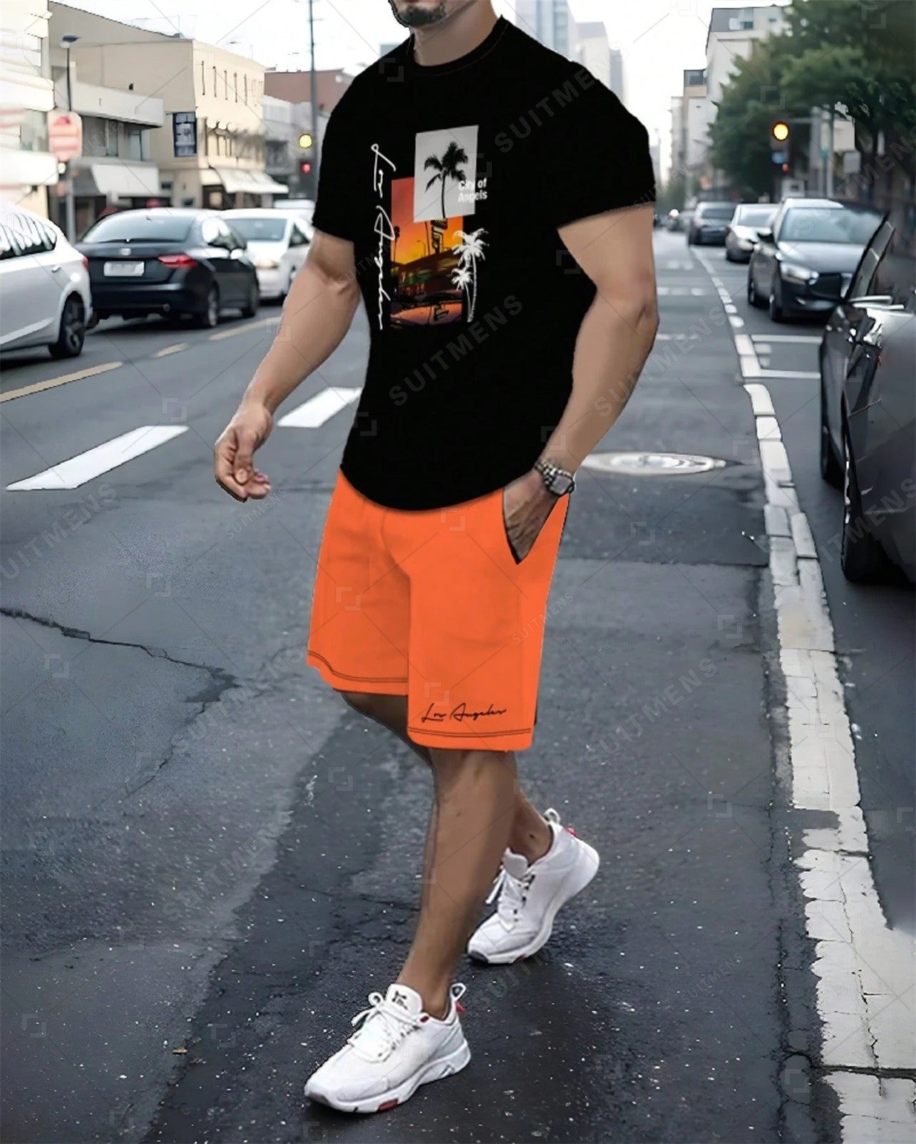 Men's Color Matching Casual Shorts Set 429
