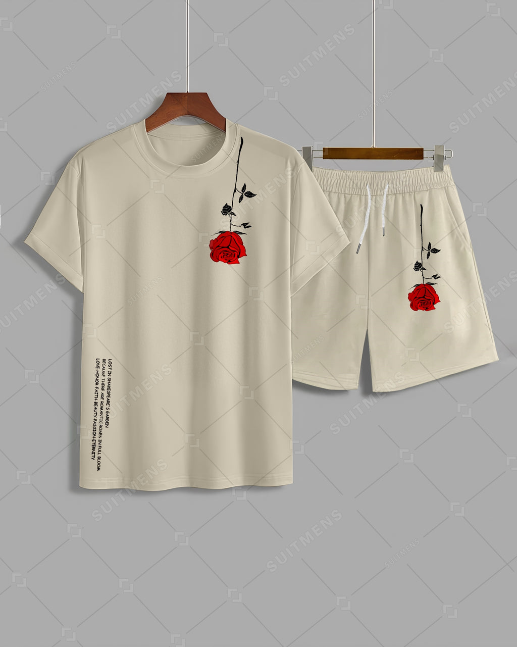 Men's Summer Colorblock Printed Round Neck Suit 09