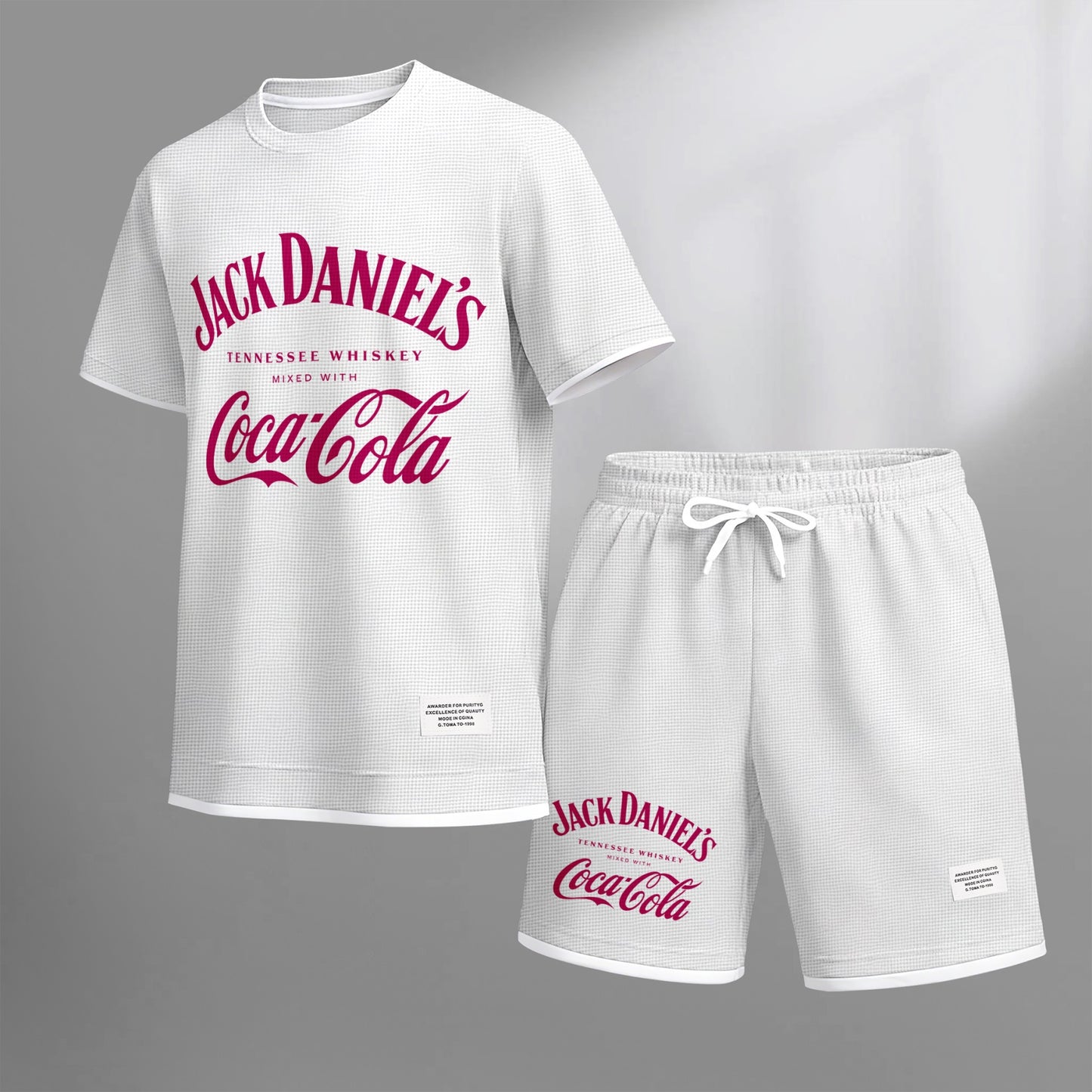 Men's Beer Print Drawstring Shorts Set, Suitable For Spring And Summer Wear, Casual Summer Set, Including Short-Sleeved Shirt And Shorts, Suitable For Everyday Wear And Sports 08
