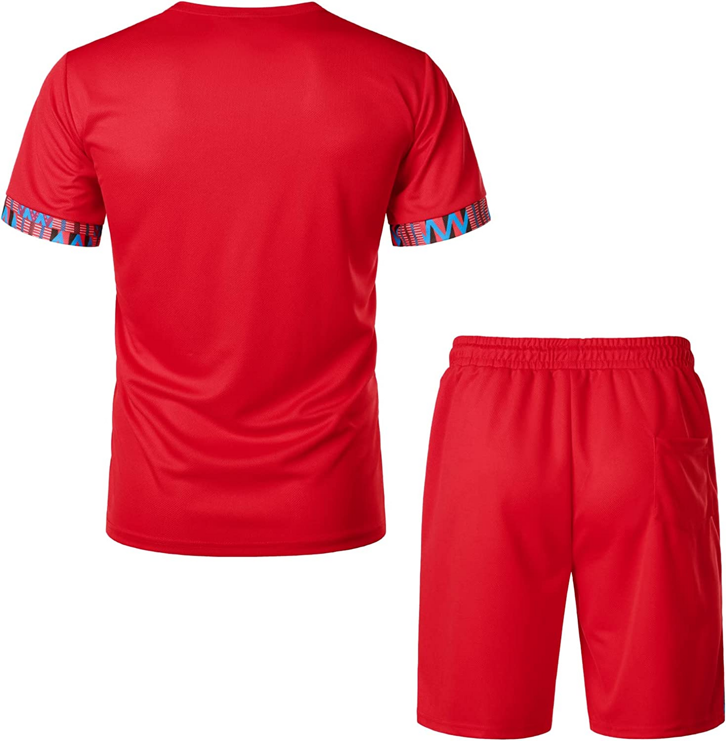 Men's Printed Colorblock T-Shirt and Shorts Set 026