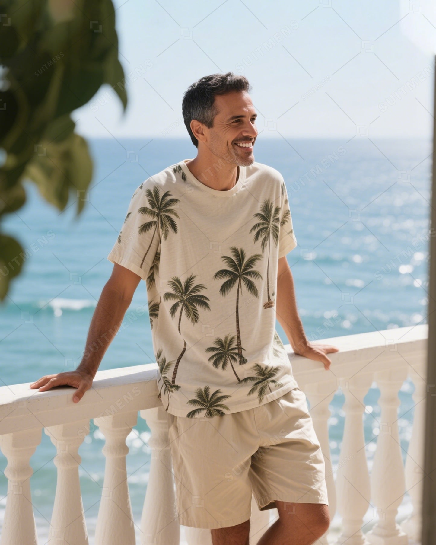 Men's Summer Vacation Round Neck Set 023
