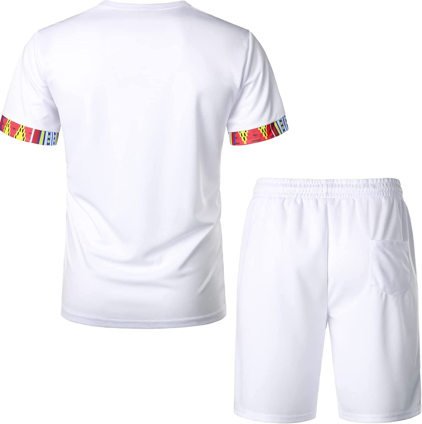 Men's Printed Colorblock T-Shirt and Shorts Set 007
