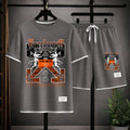 Men's Angel Graphic Print Short Sleeve Shirt and Drawstring Shorts Set, Casual Summer Two-Piece Outfit, Lightweight Breathable Relaxed Fit Athletic Set for Daily Wear, Beach, Vacation, Travel & Loungewear