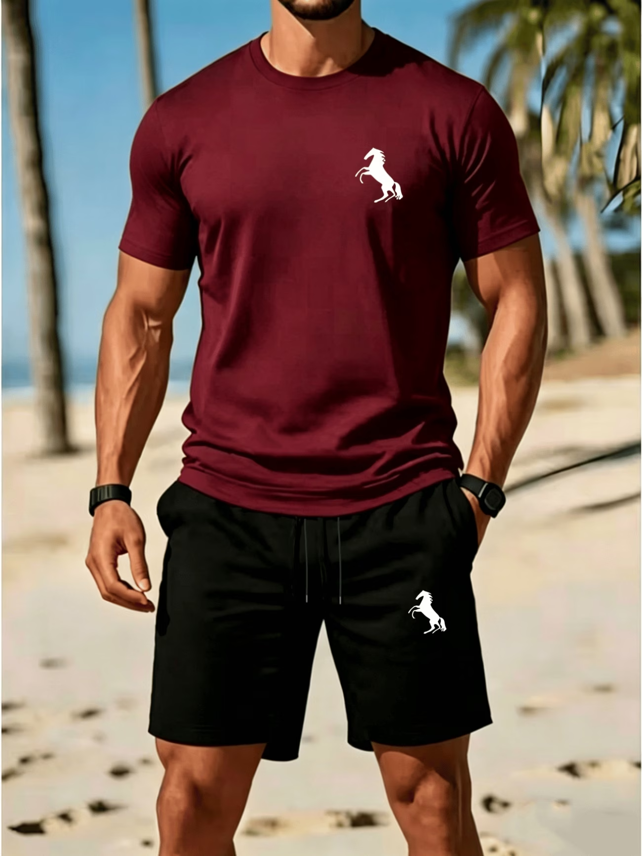 Herren Freizeit-Set mit T-Shirt und Shorts für Sommer