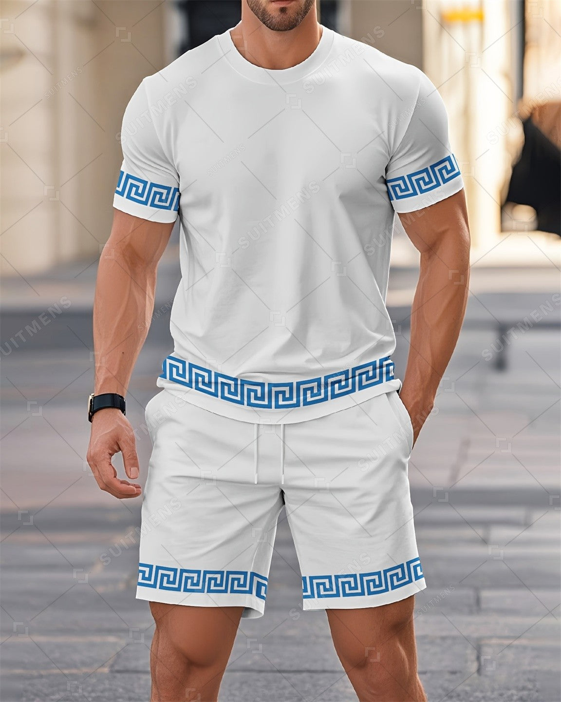 Men's Summer Gorgeous Printed Round Neck Set 960
