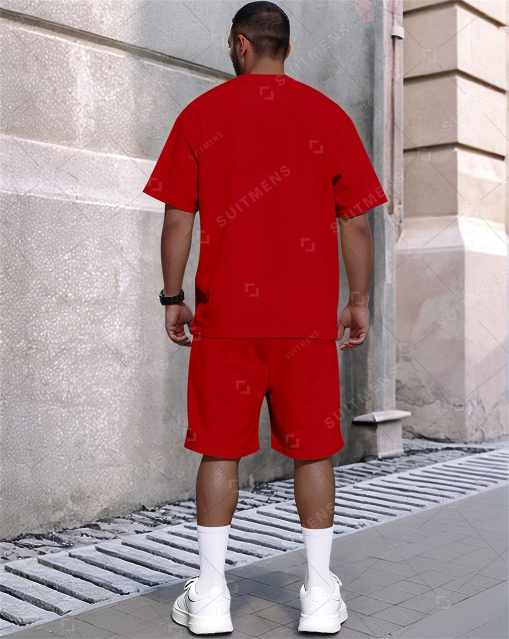 Men's Summer Simple Gradient Print Round Neck Set 358