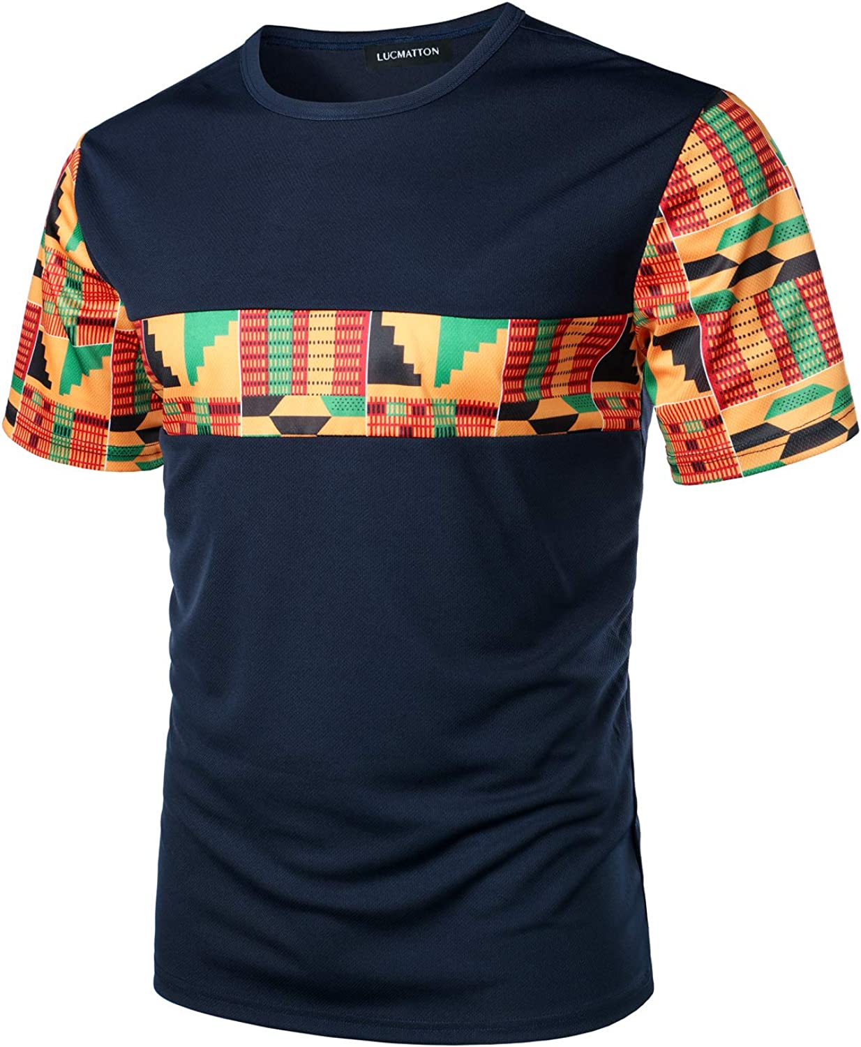 Men's Printed Colorblock T-Shirt and Shorts Set 023