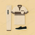 Men's Casual Apricot Geometry Printed Short-Sleeve T-Shirt And Pants Two-Piece Set