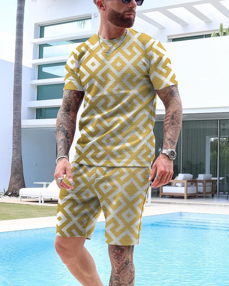 Men's Casual Printed Shorts Set 45