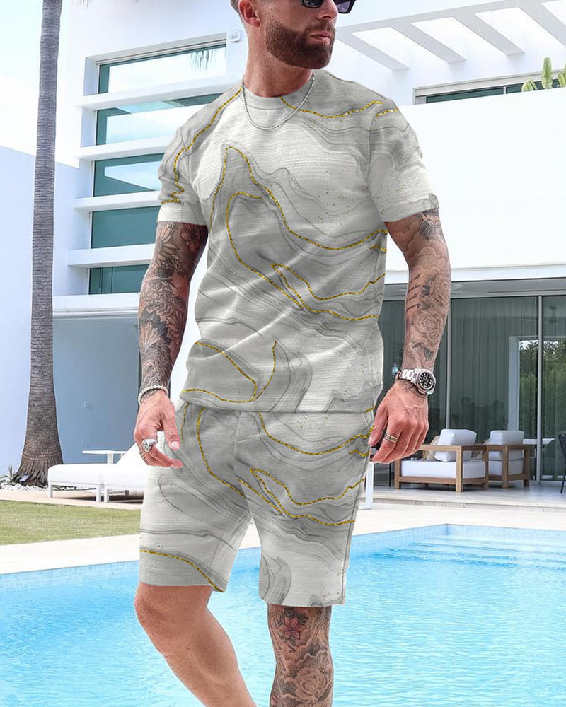 Men's Casual Fashion Printed Shorts Set 67