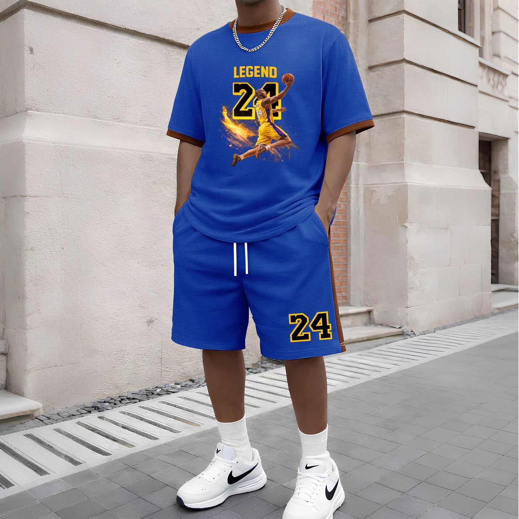 Men's Basketball Graphic Short-Sleeved T-Shirt And Drawstring Shorts Set, Men's Clothing, Casual Sports Short-Sleeved Top And Shorts, Men's Summer Everyday Wear, Indoor And Outdoor Sportswear, Sports Set.
