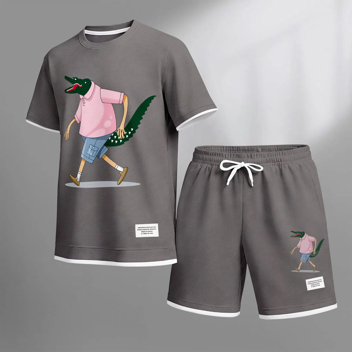 Men's Luxury Waffle-Knit Short-Sleeve Shirt & Shorts Set 16