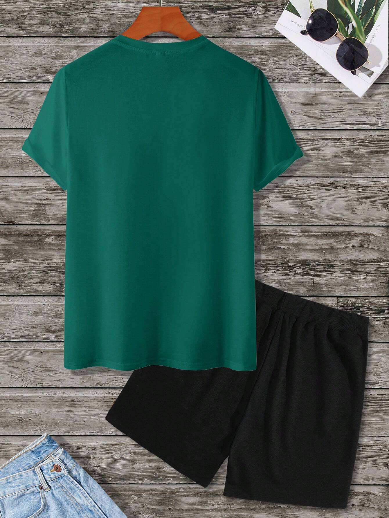 Men's Color Matching Casual Shorts Set 416