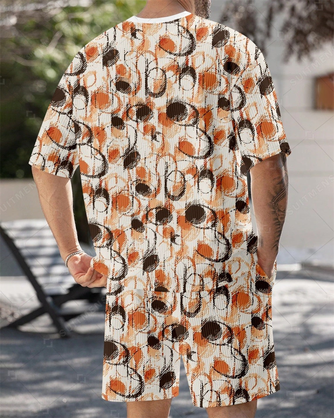 Men's Simple Color Matching Summer Round Neck Set 194