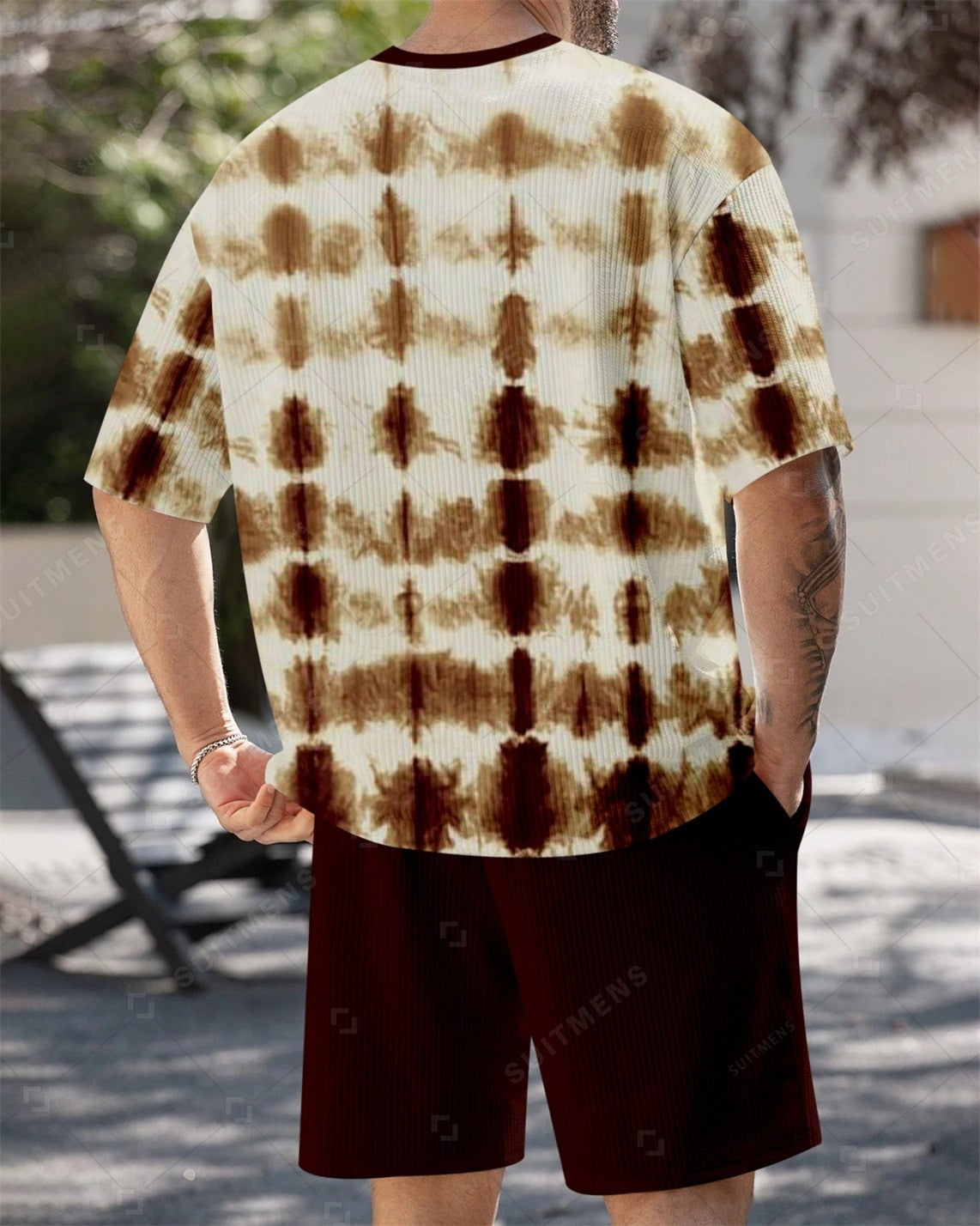 Men's Simple Color Matching Summer Round Neck Set 193