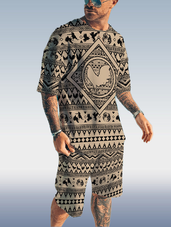 Suitmens Men's Fashion Print Shorts Set 111