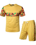 Men's Printed Colorblock T-Shirt and Shorts Set 022