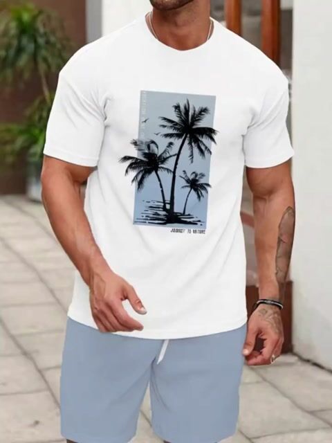 Men's Holiday Summer Round Neck Set 125