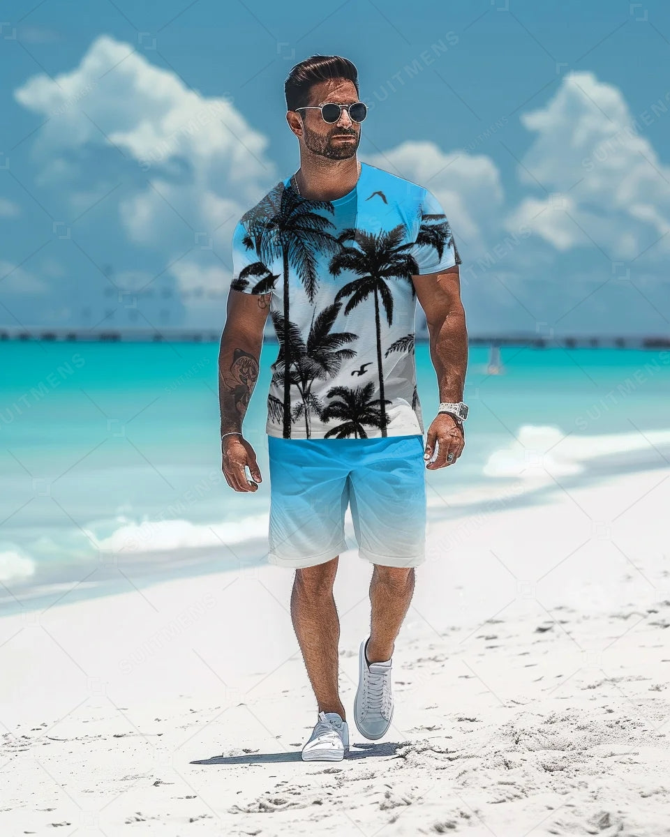 Men's Beach Vacation Casual Shorts Set 481