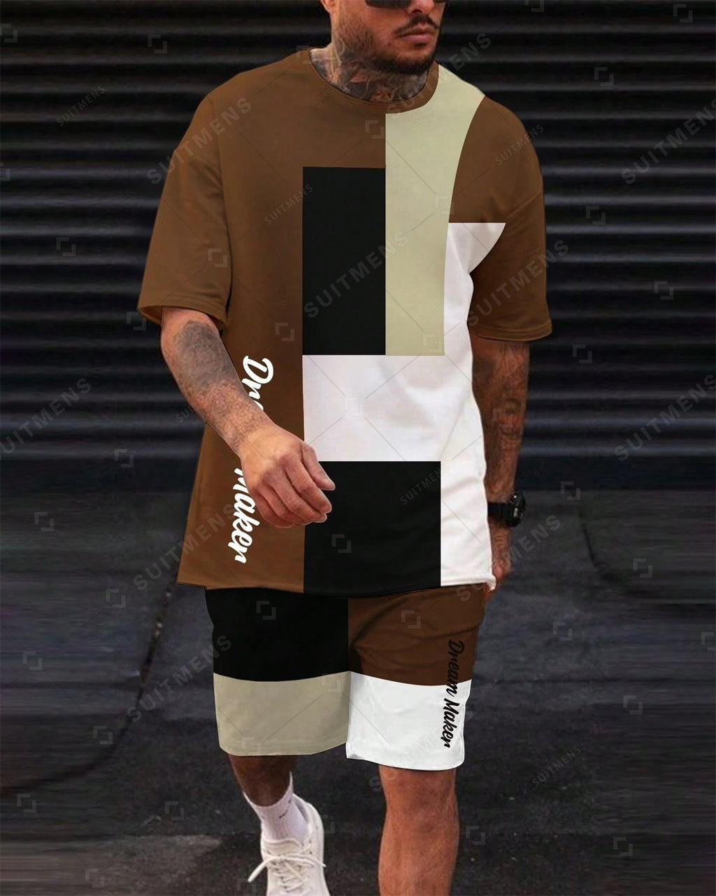 Men's Color Matching Casual Shorts Set 411